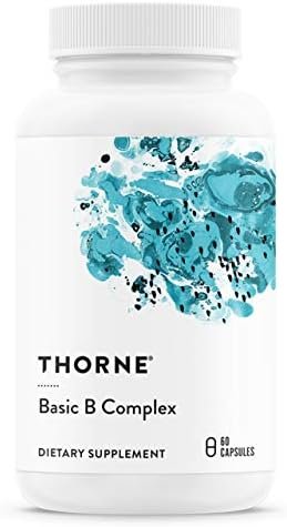 Thorne Basic B-Complex - Tissue-Ready Vitamin B Complex Supplement with Choline - Supports Cellular Energy Production, Brain Health & Red Blood Cell Formation - Gluten and Dairy-Free - 60 Capsules