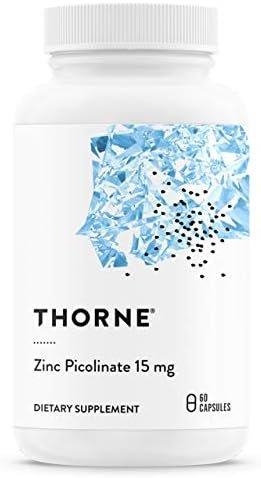 Thorne Zinc Picolinate 15mg - Highly Absorbable Zinc Supplement - Supports Wellness, Immune System, Eye, Skin, and Reproductive Health - Gluten-Free, Soy-Free, Dairy-Free - 60 Capsules