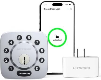 ULTRALOQ U-Bolt Smart Lock with WiFi Bridge, 6-in-1 Smart Door Lock with WiFi, Bluetooth, Voice Control with Alexa, App Remote Control, Auto Lock, Smart Lock Front Door, Smart Deadbolt, Satin Nickel