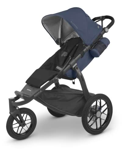 UPPAbaby Ridge Jogging Stroller/Durable Performance Jogger with Never-Flat Tires/Built for Walking, Running, Hiking/Water Bottle Holder and Basket Cover Included/Reggie (Slate/Carbon Frame)