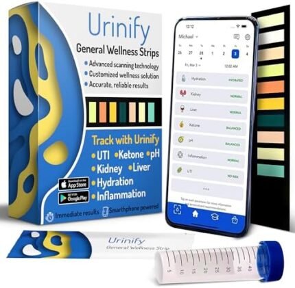 [URINIFY Essential] Mobile App Urine Test Strips and at Home UTI Test Strips, Kidney Test kit at Home, Hydration, Keto Test Strips, pH Test Strips, Liver Test, urinalysis Test, Protein, 6 Strips