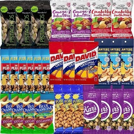 Ultimate Nut Snack Bundle | Individual healthy snacks for adults | Peanuts, Cashews, Almonds, Sunflower Seeds, Trail Mix, and Pistachios - Gift or Care Package (30 Count)