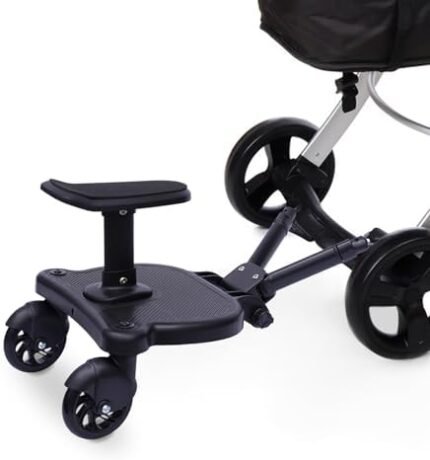 Universal Baby Stroller Board with Detachable Seat, 2in1 Sit and Stand Stroller Glider Board for Most Strollers, Holds Children Up to 55 Lbs (Black