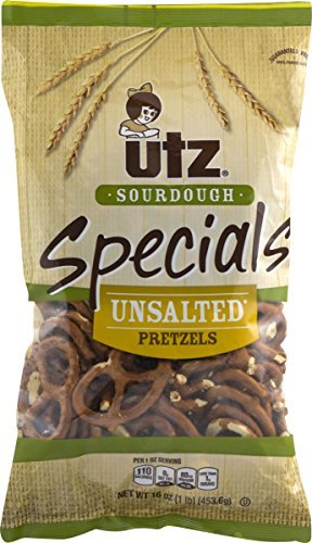 Utz Quality Foods Sourdough Specials Unsalted Pretzels, 4-Pack 16 oz. Bags