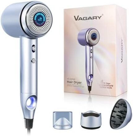 Vagary 6696B Professional Ionic Hair Dryer, Powerful Motor 30000RrM Drying Low Noise Blow Dryer with Multiple Modes Precise Temperature Control for Home Salon Travel