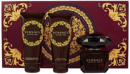 Versace Crystal Noir, 4 Piece Gift Set for Women with Purse