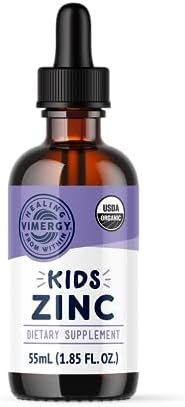 Vimergy Organic Kids Zinc Sulfate – Ages 1-18- Liquid Minerals - Immune Support- Bone & Brain Health– Antioxidant– Alcohol & Gluten-Free, Non-GMO, Kosher, Vegan & Paleo Friendly (55 ml)