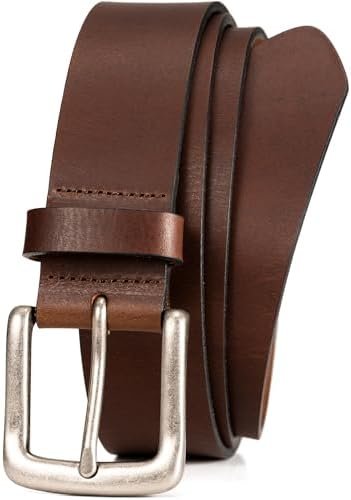 WOLFANT Men's 35mm Casual Jean Belt,Handmade Real Solid Buffalo Leather