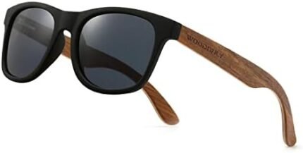 WOODONLY Retro Wood Polarized Sunglasses - Cool Style Matte Finish Frame with Wooden Temple for Men and Women Perfect Gifts