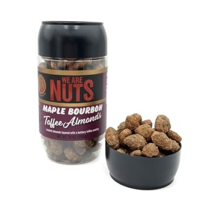 We Are Nuts Toffee Coated Nuts - Maple Bourbon Toffee Almonds - 1-Pack On The Go Jar (10 oz.)