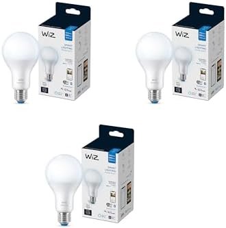 WiZ 60W A21 Dimmable Daylight LED Smart Bulb - Pack of 3, Indoor - Connects to Your Existing Wi-Fi - Control with Voice or App + Activate with Motion - Matter Compatible