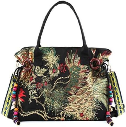 Women Canvas Tote Bags Embroidery Handbags Stylish Casual Shoulder Bags