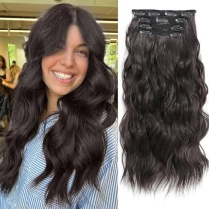 Xuehua Clip in Extensions, 4PCS Natural Black Hair Extensions Clip ins Smooth and Tangle Free,Lightweight Lace Net Hairpiece that Blends Perfectly with Natural Hair(20inch,130g,Natural Black)