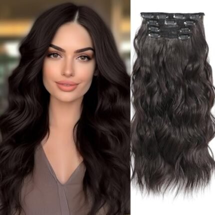 Xuehua Clip in Hair Extensions, 4PCS Dark Brown Hair Extensions Clip ins Smooth and Tangle Free,Lightweight Lace Net Hairpiece that Blends Perfectly with Natural Hair(20inch,Dark Brown)