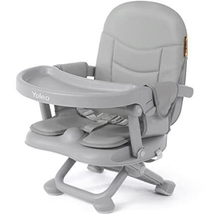 YOLEO High Chair for Toddlers Folding Compact Portable Booster Seat Babies/Kids Chair on Chair for Dining Table Camping (Grey)