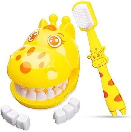 YOUYA DENTAL Early Education Brushing Toys, Children Role Play Toys Cute Giraffe Early Education Cartoon Tooth Brushing Toys Model Teaching Children Brushing Model for Kindergarten Kids Children