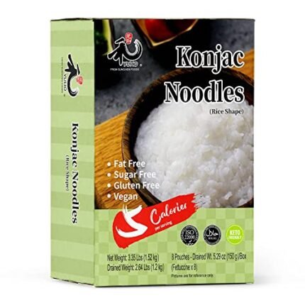 YUHO Shirataki Konjac Rice 8 Pack Inside, Vegan, Gluten Free, Fat-Free, Keto Friendly, Low Carbs 53.61 Oz (1520 g)