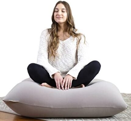 Yogibo Mini Bean Bag, Small Beanbag Chair for Kids, Teens and Adults, Great for Meditation and Sitting, Fibead Filling Conforms to Body, Washable, Removable Cover, Light Grey