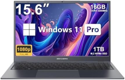 ZENAERO 15.6" Laptop 16GB RAM 1TB NVMe SSD, 12th Intel Alder Lake-N100 (4C/4T, up to 3.4GHz) FHD IPS Display (1080P)/Full-Function Type-C/Gigabit Ethernet/WiFi6/BT5.0/Windows 11 Pro Notebook Computer