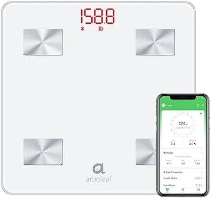 arboleaf Scale for Body Weight, Highly Accurate Weight Scale, Smart Bathroom Scale, 14 Key Body Composition Analysis Sync Apps, 5 to 400 lbs White