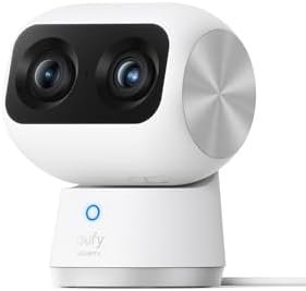 eufy Security Indoor Cam S350, Dual Cameras, 4K UHD Resolution Security Camera with 8× Zoom and 360° PTZ, Human/Pet AI, Ideal for Baby Monitor/ /Home Security, Dual-Band Wi-Fi 6, Plug in