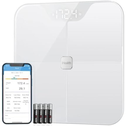 iHealth Nexus Smart Scale for Body Weight Bluetooth, Digital Bathroom Scale Body Fat and Muscle, Body Composition Monitor Health Analyzer for BMI Compatible for iOS & Android Accurate to 0.1lb-White