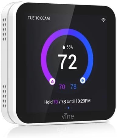 vine Smart Thermostat Larger Color Screen Thermostats for Home Heat and AC, 7 Day Programmable WiFi Thermostat App Control Compatible with Alexa and Google Assistant, C-Wire Required