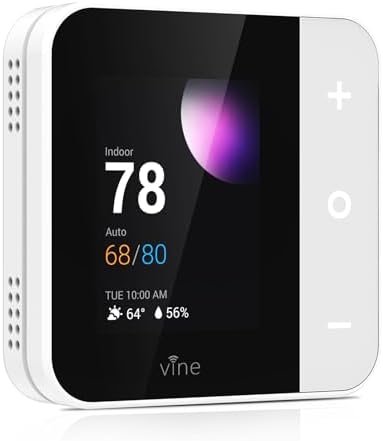 vine Thermostat for Home with Touchscreen Color Display, WiFi Smart Thermostat Compatible with Alexa and Google Assistant, 7day/8period Programmable, Energy Saving, C-Wire Required, Screen Size 2.8"