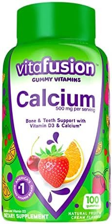 vitafusion Chewable Calcium Gummy Vitamins for Bone and Teeth Support, Fruit and Cream Flavored, America’s Number 1 Gummy Vitamin Brand, 50 Day Supply, 100 Count