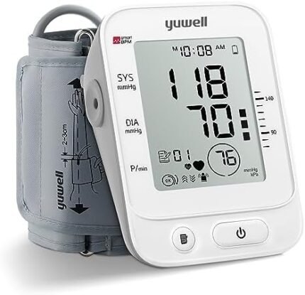 yuwell Blood Pressure Monitor, Large Upper Arm Blood Pressure Cuff, Digital Blood Pressure Machine for Home Use, Large Display, Stores 99 Readings, Voice Broadcasting with Power Adapter and Batteries