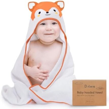 Baby Bath Hooded Towel - Organic Hooded Towel Toddler Bath Towel Neutral Infant Ultra Soft Baby Terry Hooded Animal Towels with Hood for Boy & Girl (Fox)