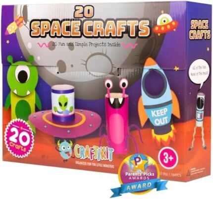 Craftikit® Space Arts and Crafts for Kids - 20 Simple All-Inclusive Fun Toddler Craft Kit for Kids, Organized Crafts for Toddlers Ages 3-10, Galaxy-Themed Kids Craft Activities