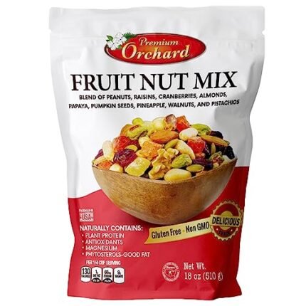 FRUIT NUT MIX TRAIL MIX by PREMIUM ORCHARD - Gourmet Trail Mix Bulk Blend of Mixed Nuts & Dried Fruit - Healthy Vegan Snacks, Snack Nut Mix, Plant Protein Source, Non-GMO, Natural - 18oz