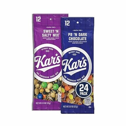 Kar's Nuts Variety Pack Trail Mix Snacks - Sweet 'N Salty Mix, Peanut Butter 'N Dark Chocolate 2 oz Single Serve Bags (Pack of 24)