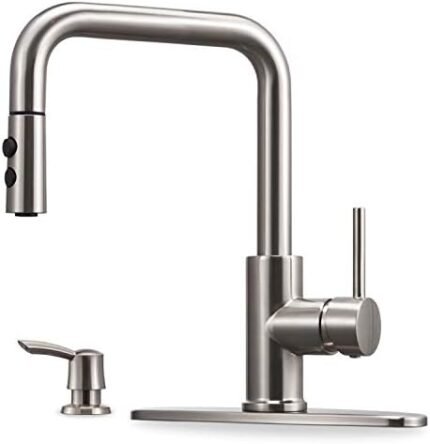 Kitchen Faucet with Pull Down Sprayer and Soap Dispenser Kitchen Sink Faucet with Soap Dispenser Single Lever Brushed Nickel Low Pull Out Faucets for Kitchen Sink with Soap Dispenser