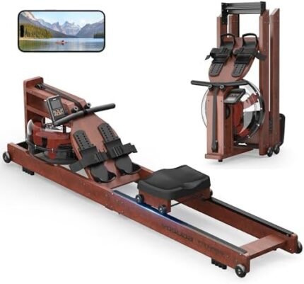 YOSUDA Water Rowing Machines for Home Use 400LBS Weight Capacity- Wooden Foldable Rower Machine with Professional Monitor & Bluetooth APP