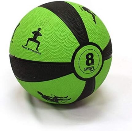 4lb Smart Self-Guided Medicine Ball – Rubber Medicine Ball Helps Develop Core Strength, Balance and Coordination, Features 8 Exercises Printed on Ball for Easy Reference, Yellow