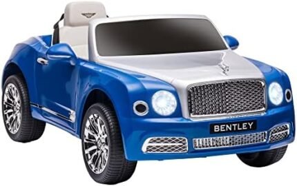 Aosom Bentley Mulsanne 12V Ride on Car, Battery Powered Car with Remote Control, Suspension, Startup Sound, LED Lights, MP3, Horn, Music, Forward and Backward, 2 Motors, Blue