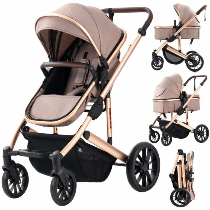 Baby Stroller Newborns and up 2-in-1 with Bassinet Mode - Infant Newborn Toddler Pram Convertible Stroller - Foldable Standard Baby Strollers for 0-36 Months Old Babies