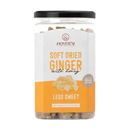 Homtiem Dried Crystallized Ginger Less Sweet ( 16 Ounce) Real Soft, Chews and Candied Delicious pieces Gingers, Perfect for Baking and nausea relief, Easy to eat, keep and use, chunks and slices, No Artificial Colors, All-Natural and Preservative-Free(1 LB)