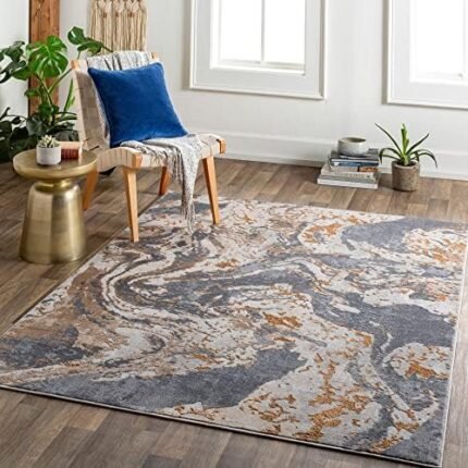 Surya Perception Modern Abstract Area Rug,5'2" x 7',Navy