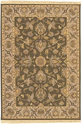 Surya Soumek Classic Hand Knotted 100% Semi-Worsted New Zealand Wool Fatigue Green 2' x 3' Accent Rug