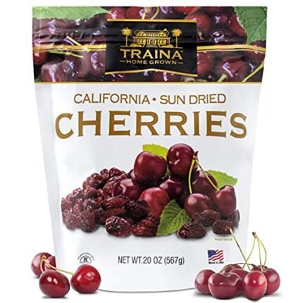 Traina Home Grown California Sun Dried Bing Cherries - Healthy & Non-GMO, Natural Sweet Flavor Fruit No Sugar Added, Perfect Snack In Resealable Pouch (20 Oz)