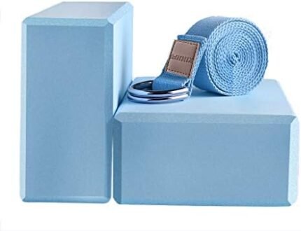 Yoga Blocks 2 Pack Set - (Yoga Block with 1 Yoga Strap) High Density Soft EVA Foam Block for Yoga, General Fitness, Pilates, Stretching and Toning Workouts